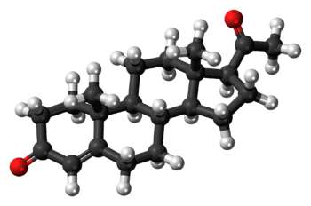 Ball-and-stick model of the progesterone molec...