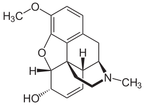 de: Struktur von Codein; en: Structure of codeine