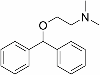 English: 2D-structure of diphenhydramine (Bena...