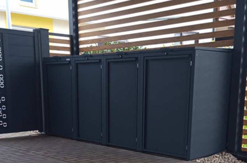 Stylish Metal Trash Can Storage for Outdoors